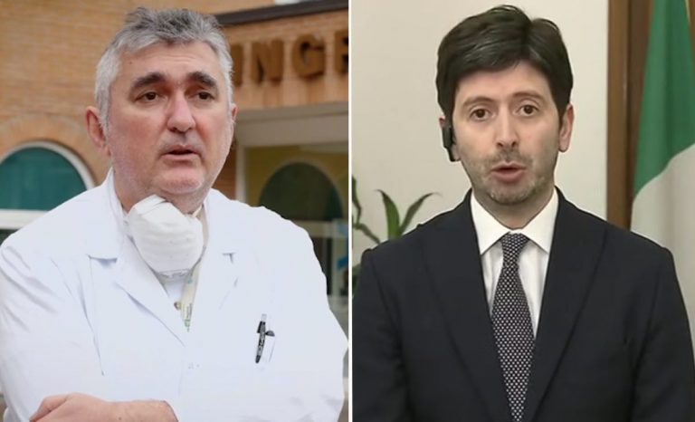 de donno scrive a speranza bandiera italiana politico medico mascherina ospedale camice